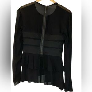 Nicole Miller Artelier Black Layered Blouse Sz S